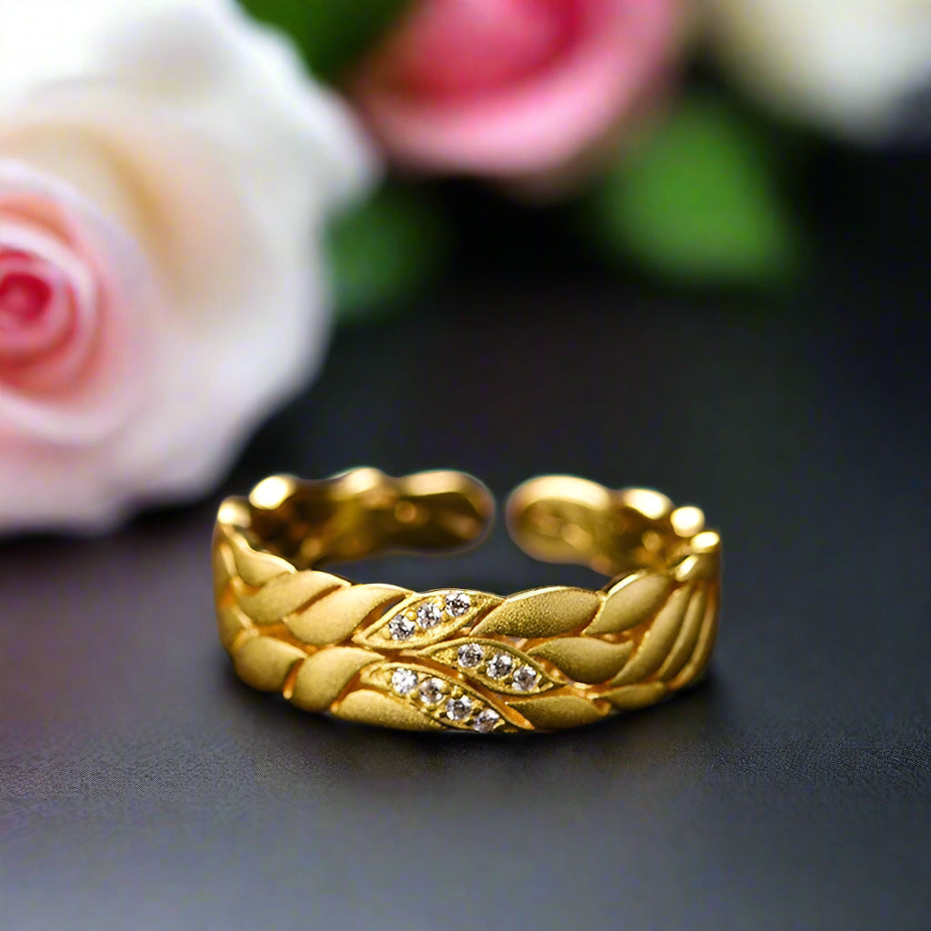 Aster Flower Petals Band-Black Diamonds New York