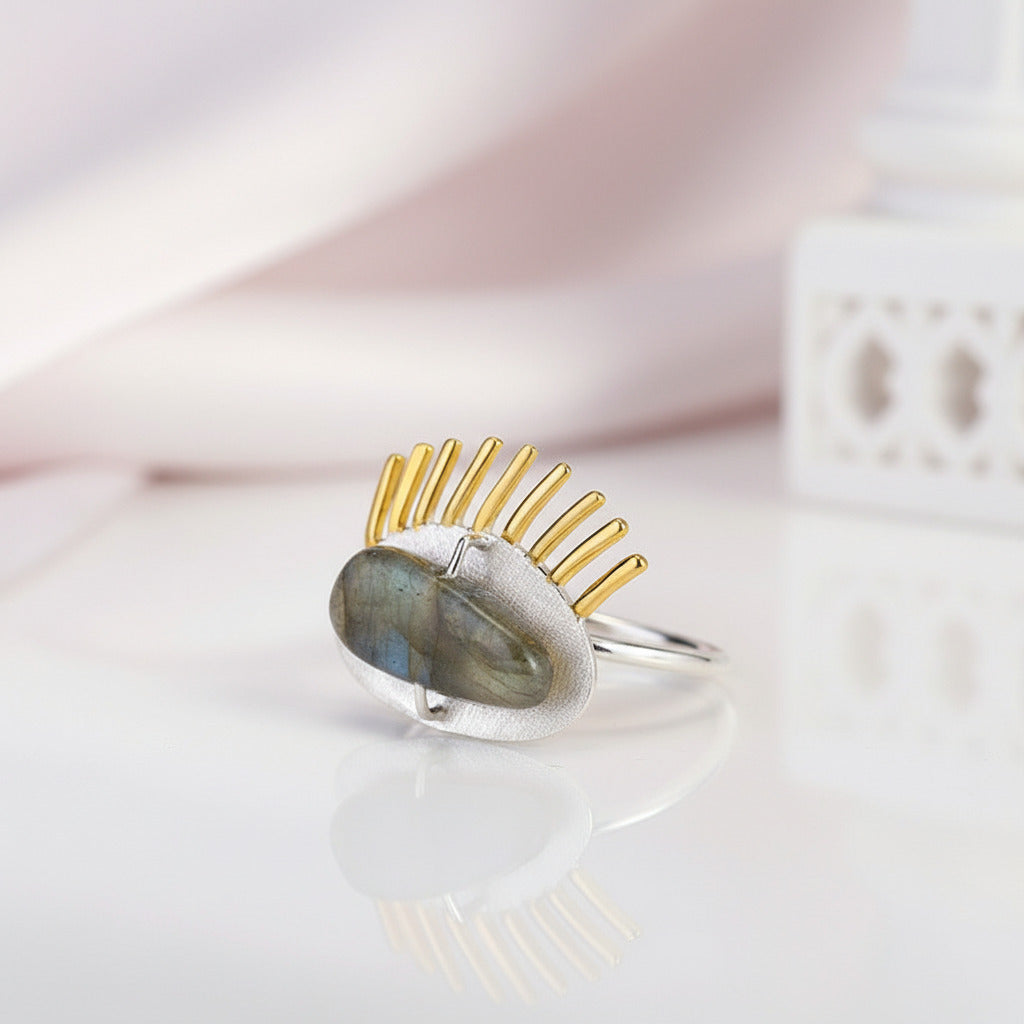 Golden Eyelashes Ring-Black Diamonds New York