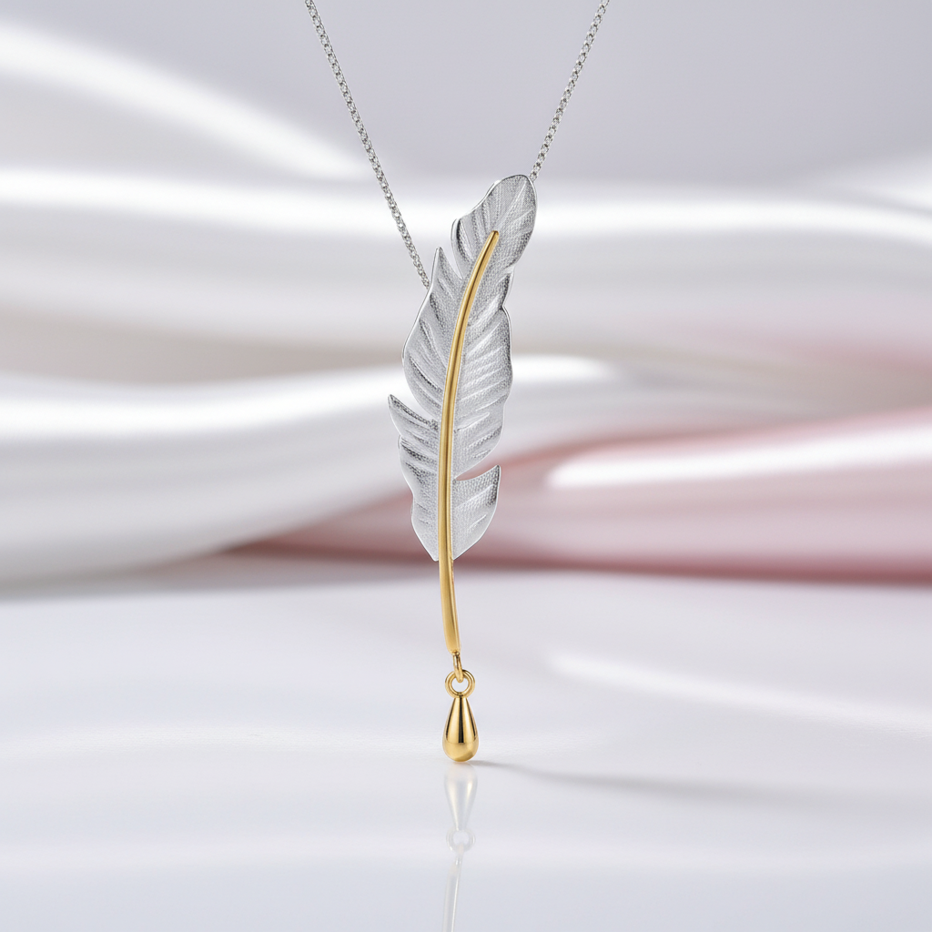 Vintage Long Goose Feather Necklace-Black Diamonds New York