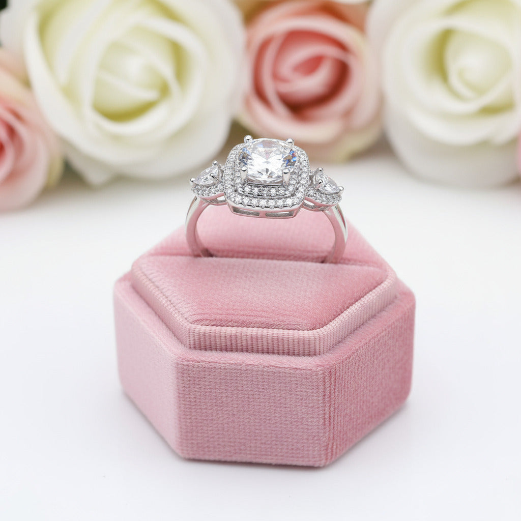 2.0 Ct Round Cut Diamond Double Halo Engagement Ring-Black Diamonds New York