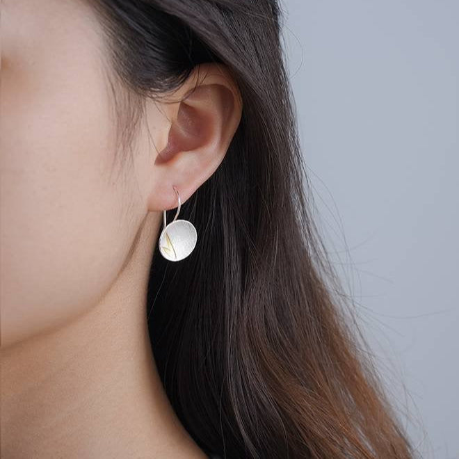 Small Bamboo Leaves Round Dangle Earrings-Black Diamonds New York