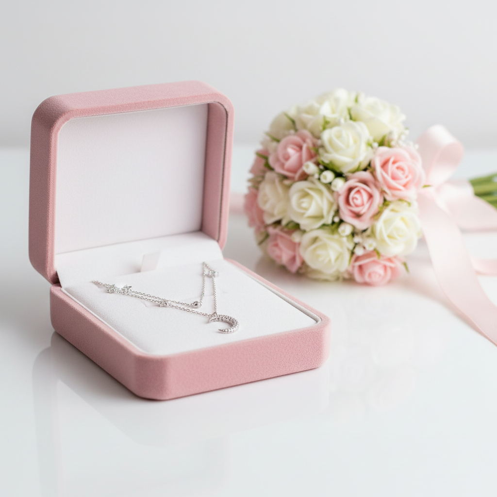 Moon & Star Double Layer Necklace-Black Diamonds New York