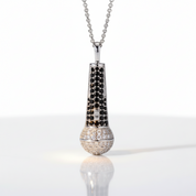 Round Cut Diamond Option Microphone Pendant Necklace-Black Diamonds New York