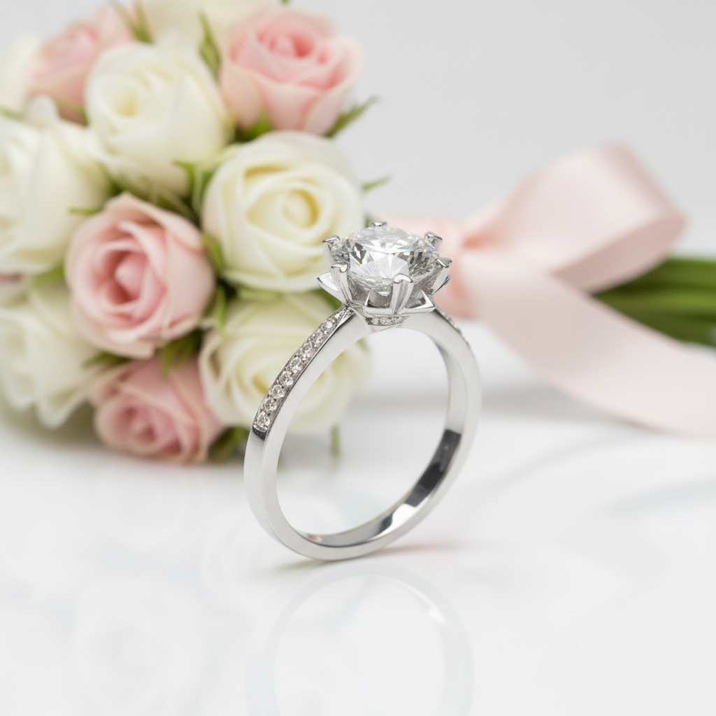 1.0 Ct Round Cut Diamond Option Snowflake Engagement Ring-Black Diamonds New York