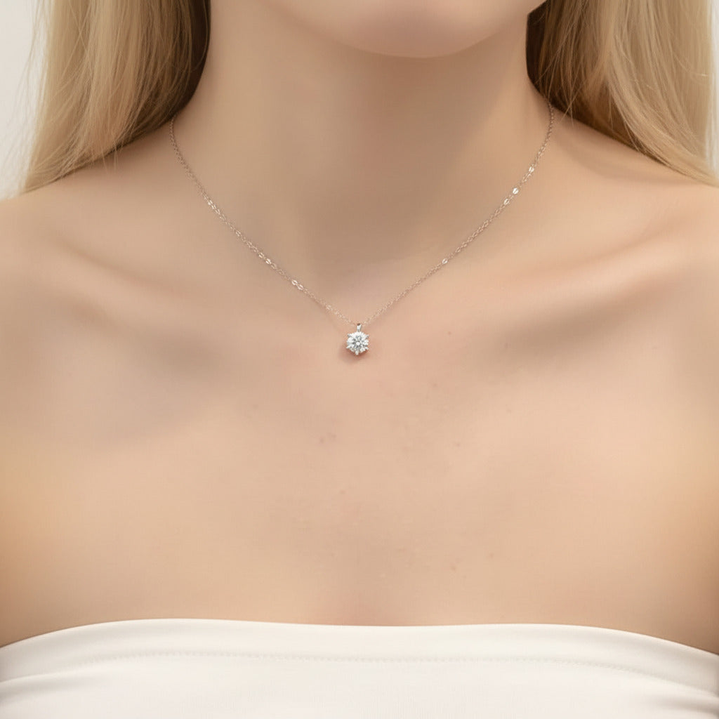 Simple Six-Claw 2.0 Ct Diamond Option Necklace-Black Diamonds New York