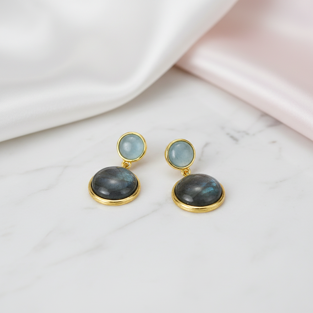 Mysterious Lake Round Dangle Earrings-Black Diamonds New York