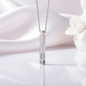 Custom Engraved Name Bar Necklace with Birthstone-Black Diamonds New York
