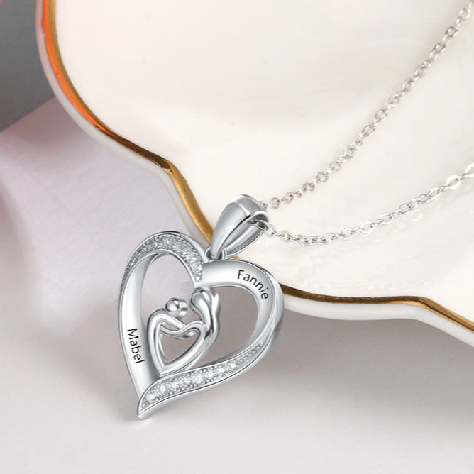 Custom Mother Baby Pendant Necklace-Black Diamonds New York