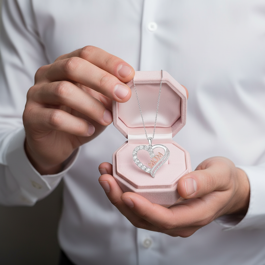 Custom Heart Necklace with Clear Diamond Paved Pendant-Black Diamonds New York