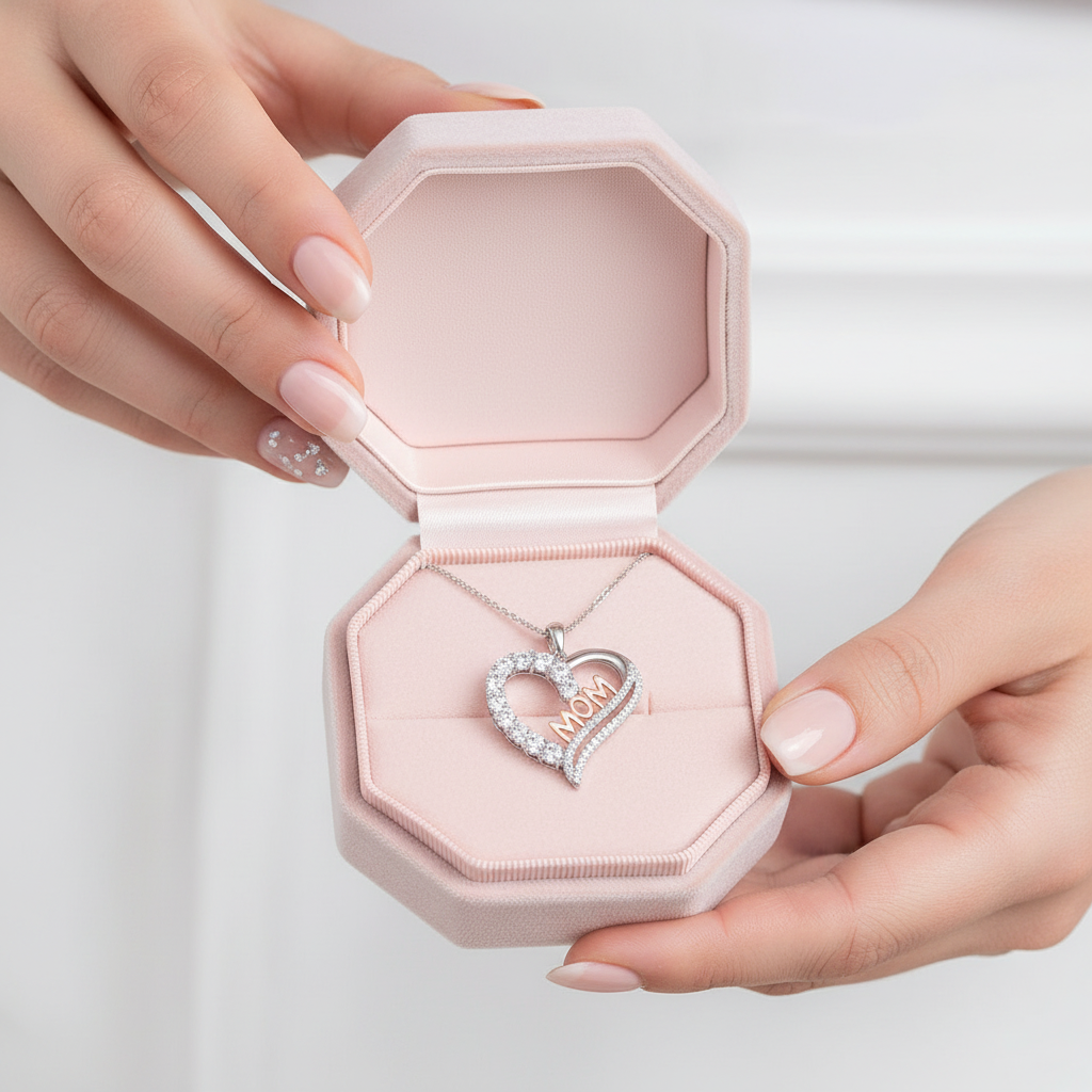 Custom Heart Necklace with Clear Diamond Paved Pendant-Black Diamonds New York