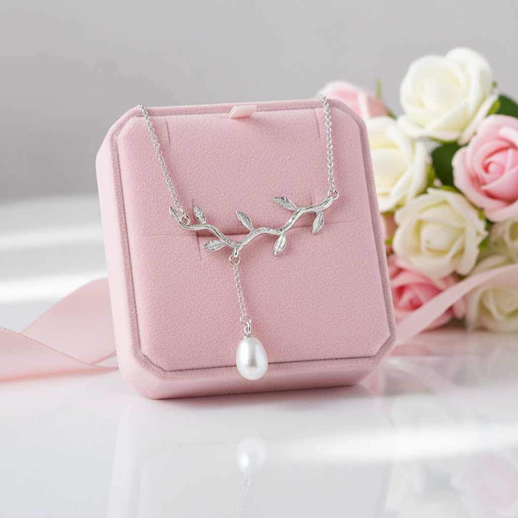 Waterdrops from the Olive Leaves Necklace-Black Diamonds New York