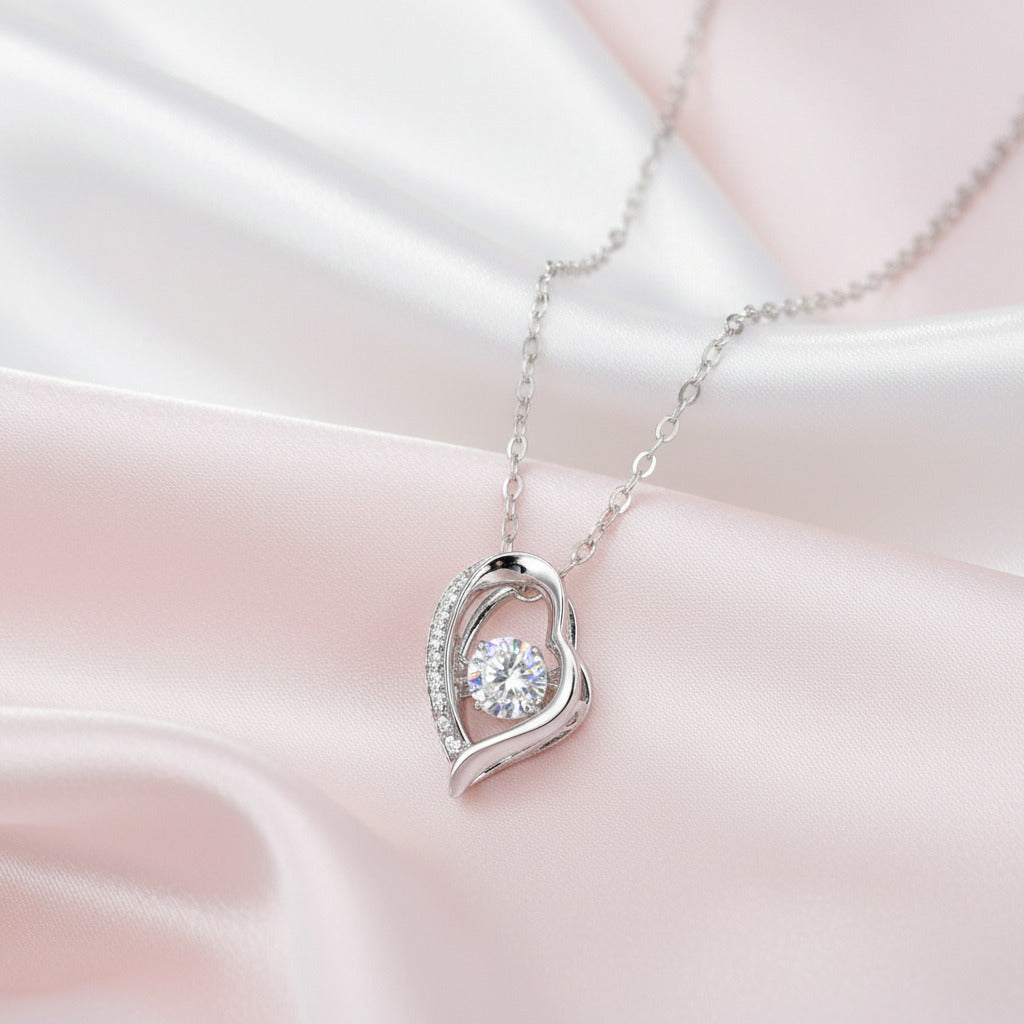 5.0mm D Color 0.5 Ct Diamond Heart Necklace-Black Diamonds New York