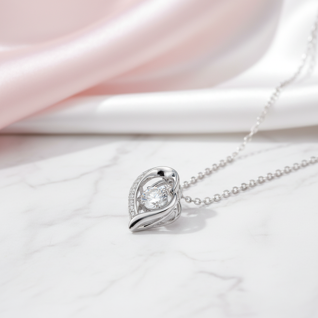 5.0mm D Color 0.5 Ct Diamond Option Heart Necklace-Black Diamonds New York