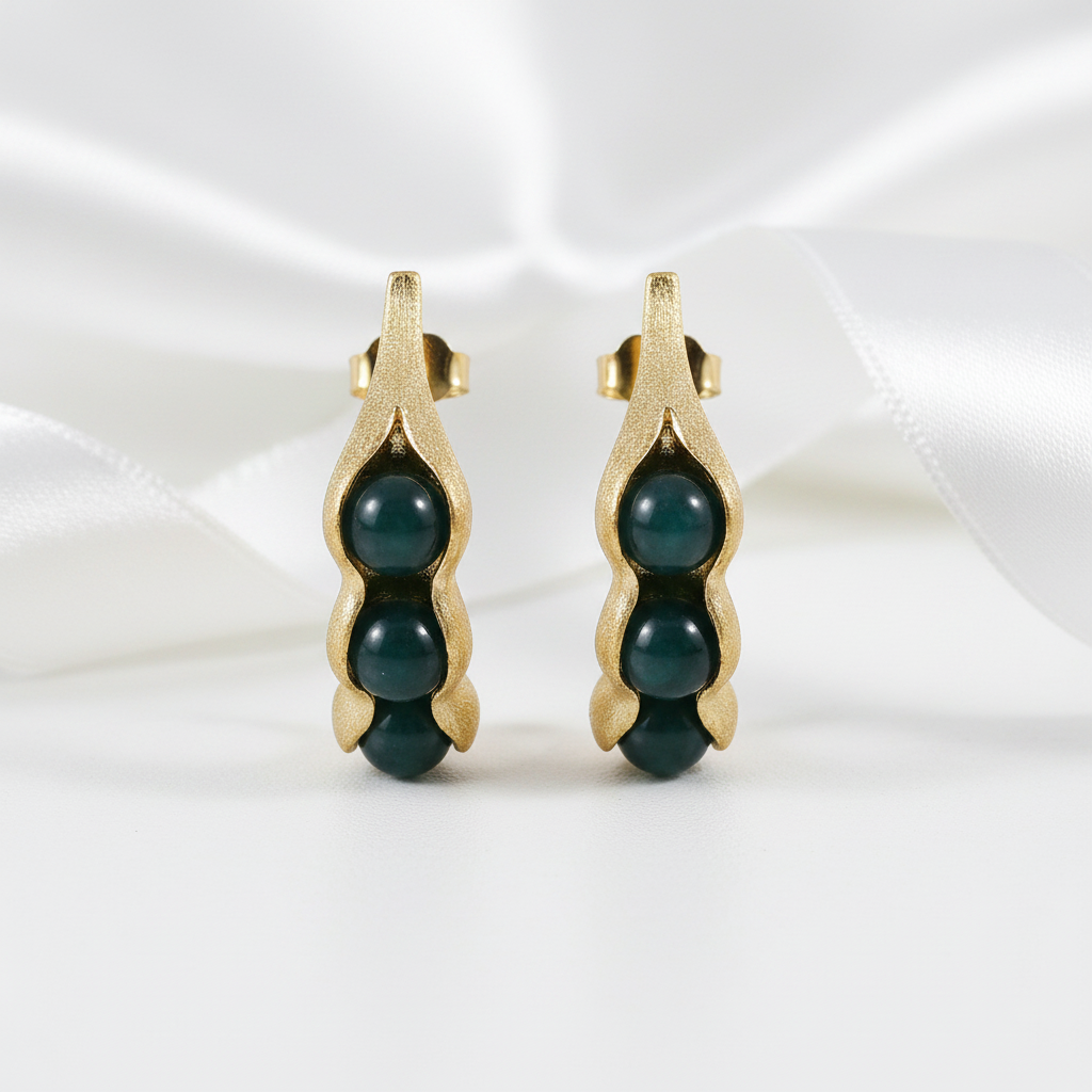 Pea Pods Drop Earrings-Black Diamonds New York