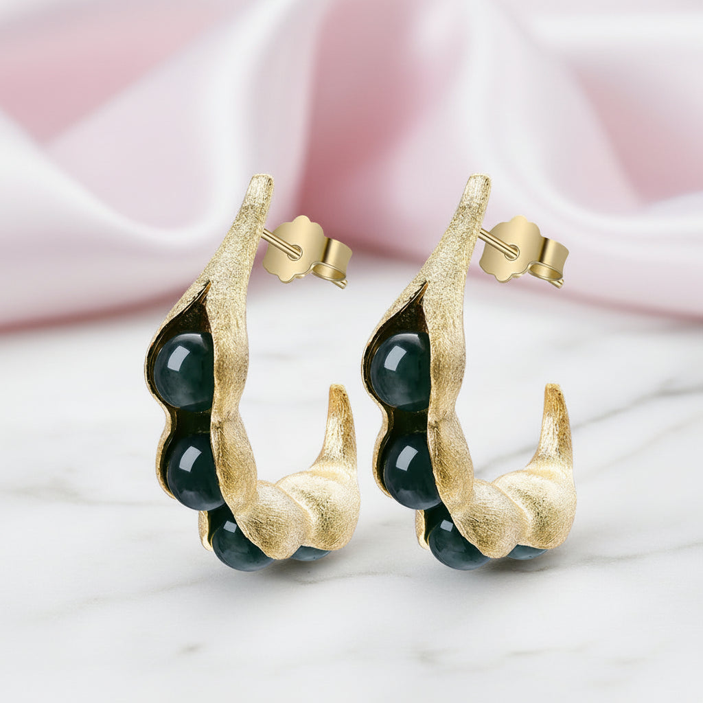 Pea Pods Drop Earrings-Black Diamonds New York