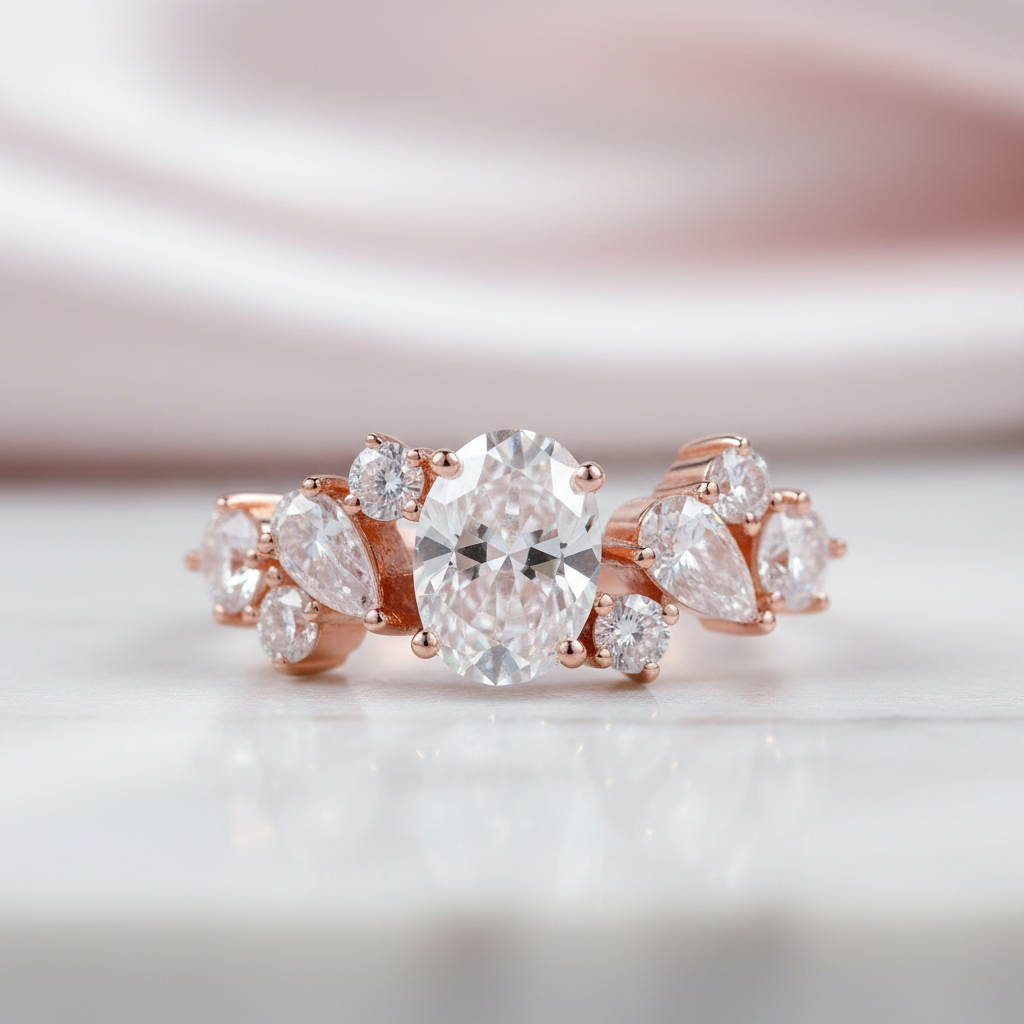 14k Rose Gold Diamond Wedding Band-Black Diamonds New York