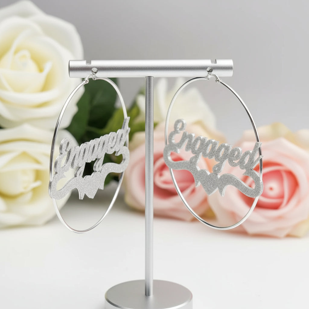 50-100MM Custom Name Hoop Earrings-Black Diamonds New York