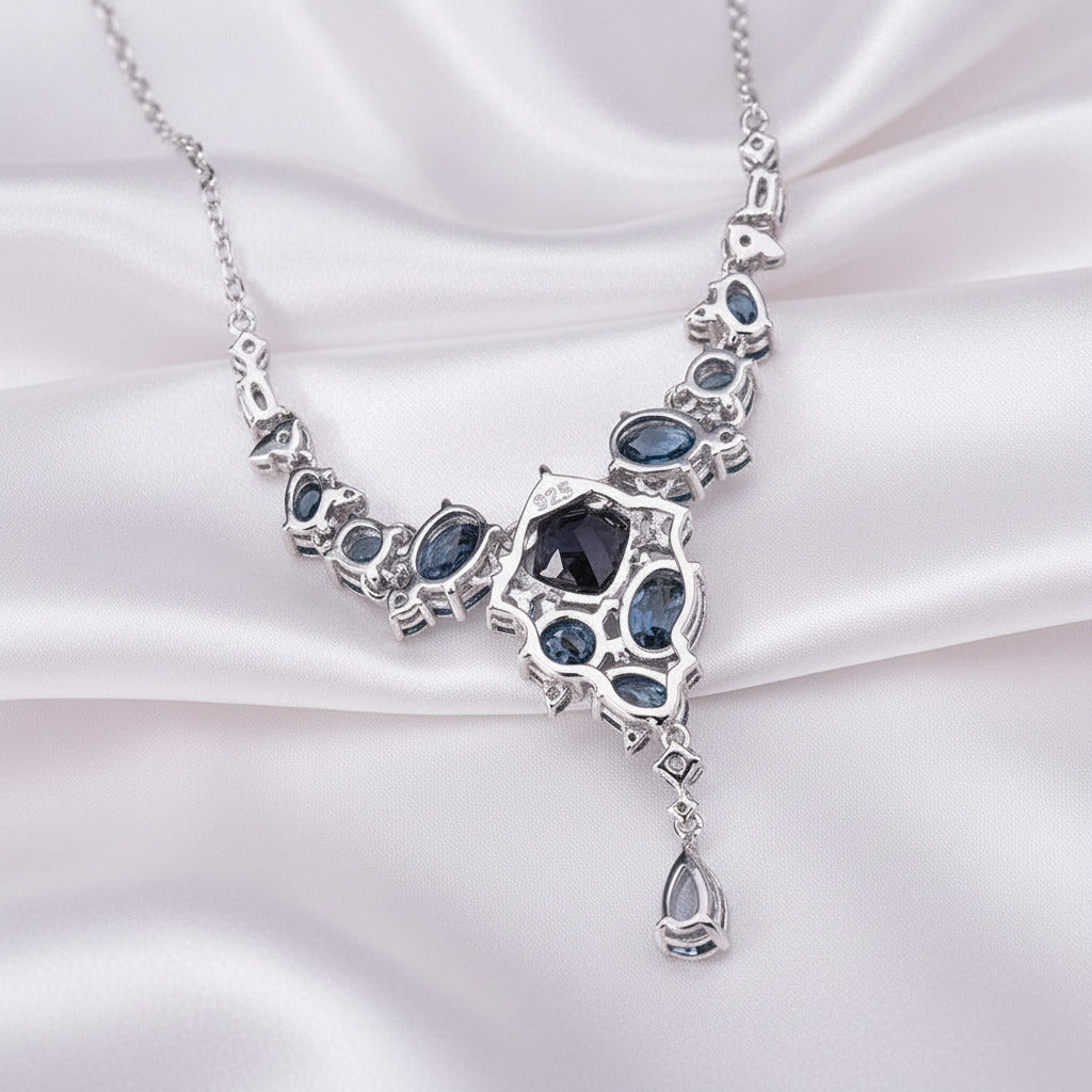 Natural Mystic Quartz Handmade Modern Irregular Necklace-Black Diamonds New York