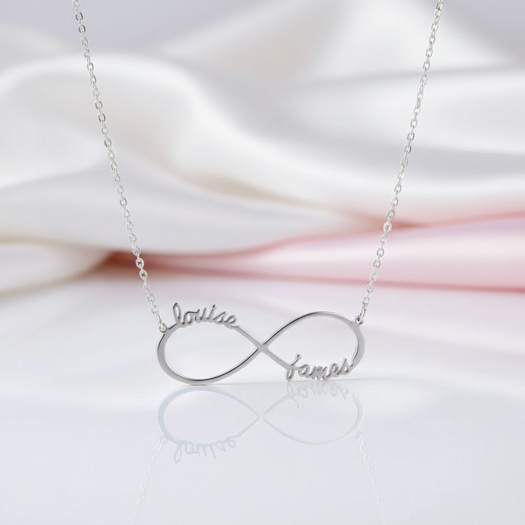 Custom One-Four Name Infinity Necklace-Black Diamonds New York