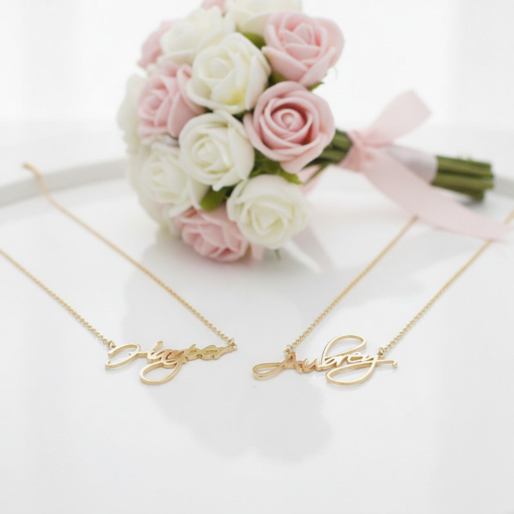 Loved Ones Handwriting Custom Necklace-Black Diamonds New York