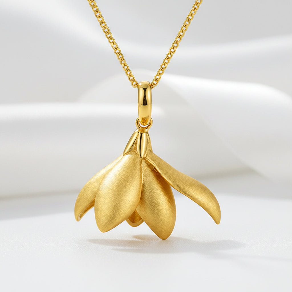 Elegant Magnolia Flower Pendant-Black Diamonds New York