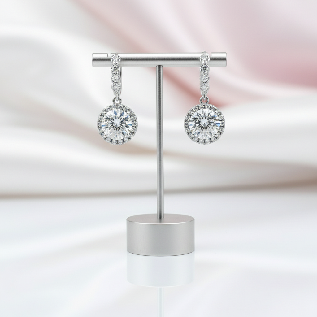 3.0 Ct Round Cut Diamond Drop Earrings-Black Diamonds New York