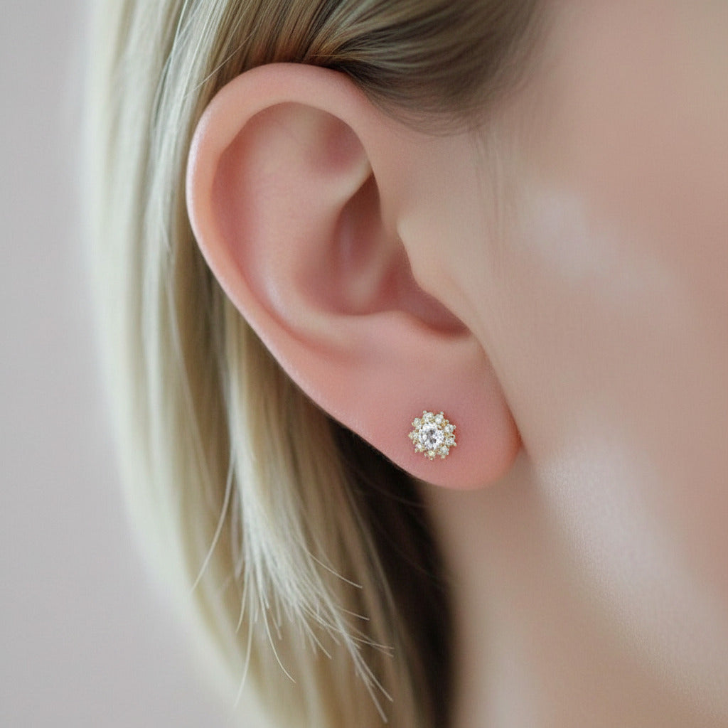 14k Yellow Gold Round Cut Diamond Option Stud Earrings-Black Diamonds New York