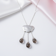 Ethnic Cloud Long Tassel Pendant-Black Diamonds New York