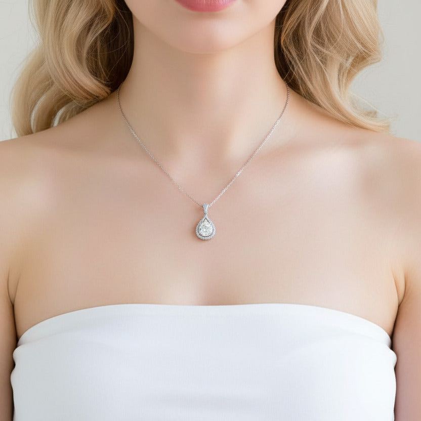 Water Drop Style Pouring Diamond Necklace-Black Diamonds New York