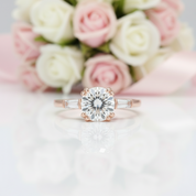 1.0 Ct Round Cut D Color Diamond Option Engagement Ring-Black Diamonds New York
