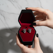 Classic King of Skull Stud Earrings-Black Diamonds New York