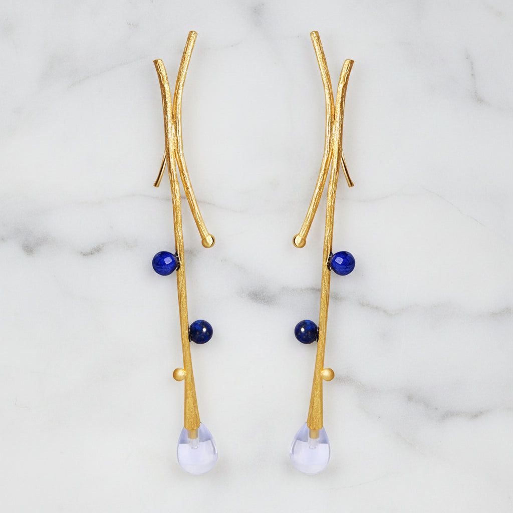 Vintage Tree Branch Drop Earrings-Black Diamonds New York