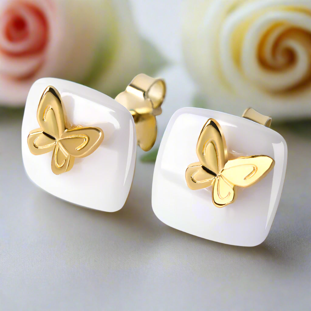 Lovely Butterfly Stud Earrings-Black Diamonds New York