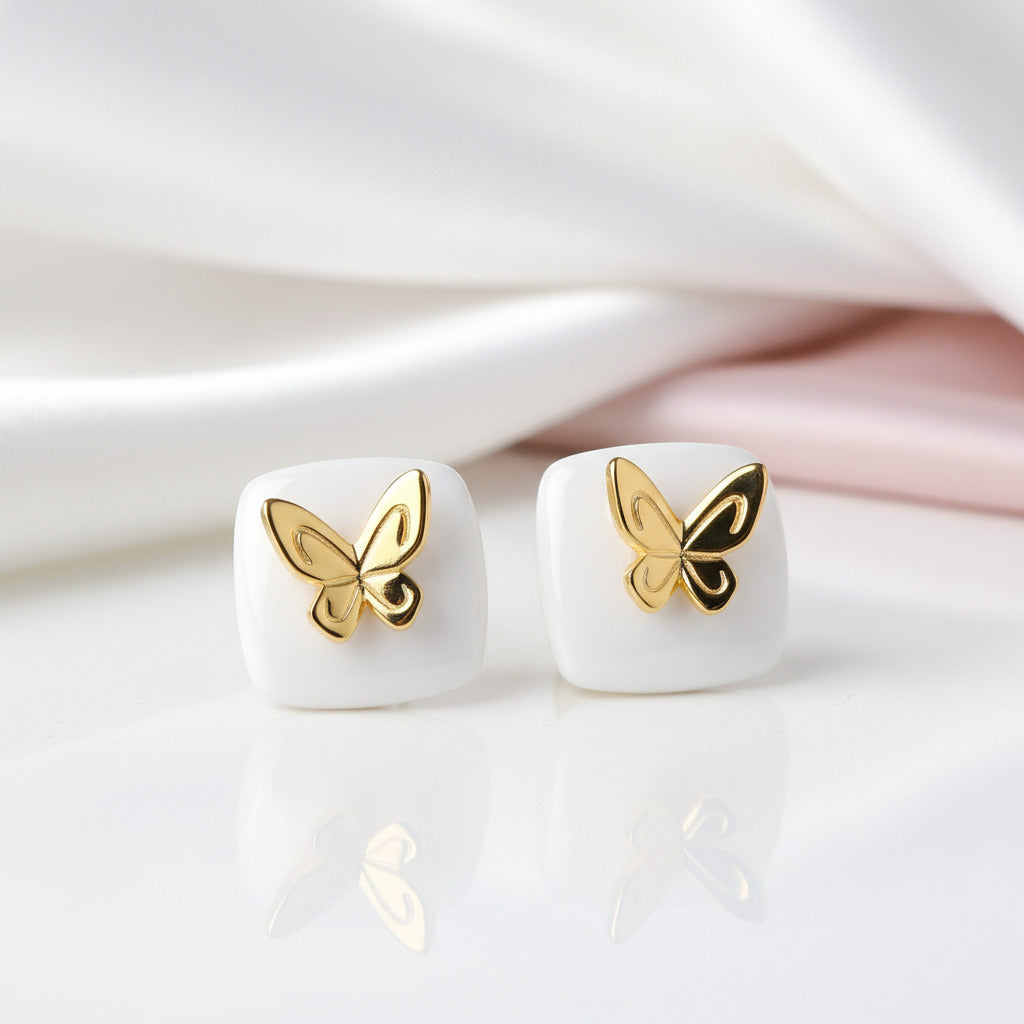 Lovely Butterfly Stud Earrings-Black Diamonds New York