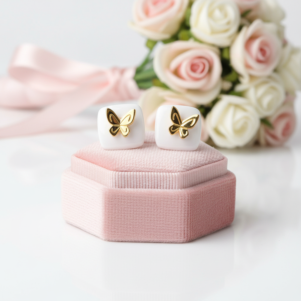 Lovely Butterfly Stud Earrings-Black Diamonds New York