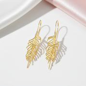 Fern Leaves Drop Earrings-Black Diamonds New York