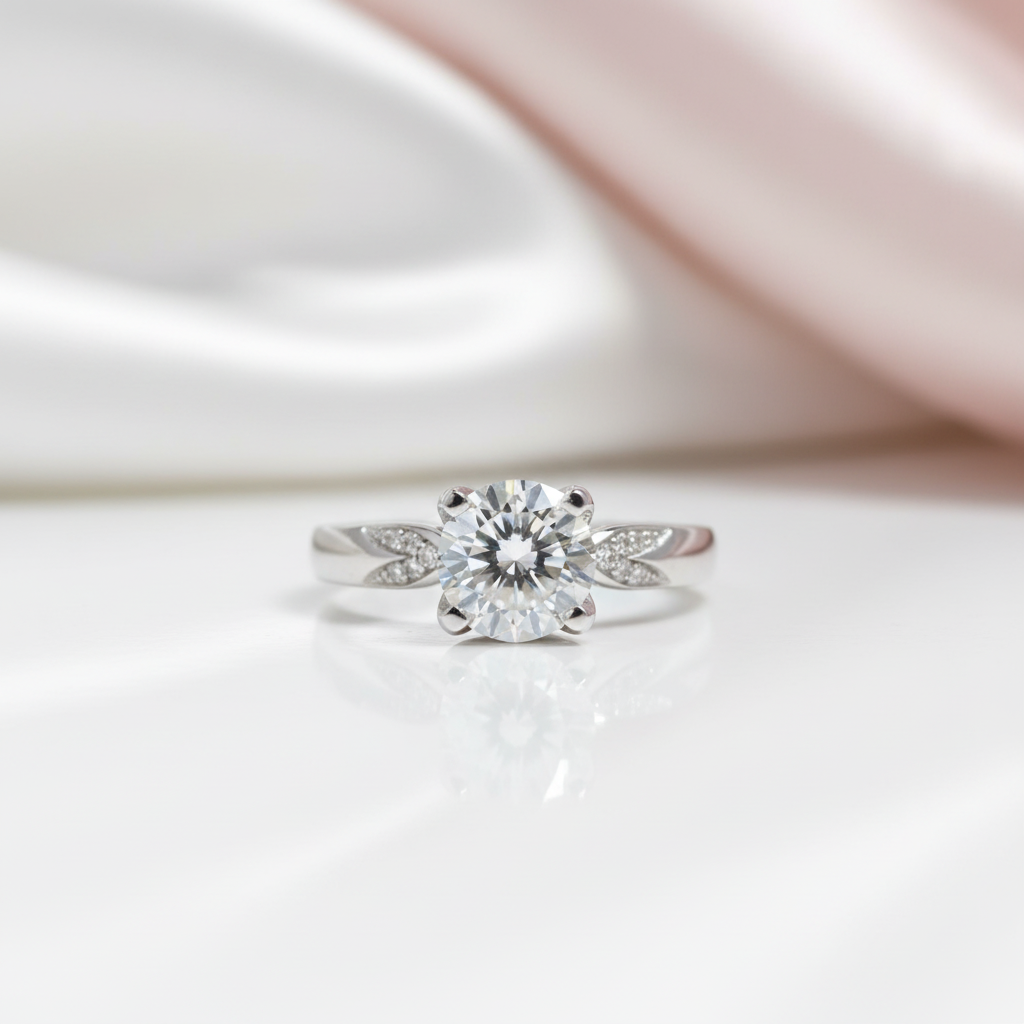1.0 Ct Round Cut Diamond Option Cow Head Swallowtail Engagement Ring-Black Diamonds New York