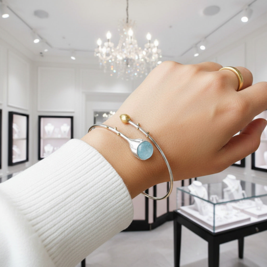 Elegant Lotus Buds Bangles-Black Diamonds New York
