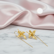 Elegant Iris Flower Dangle Earrings-Black Diamonds New York