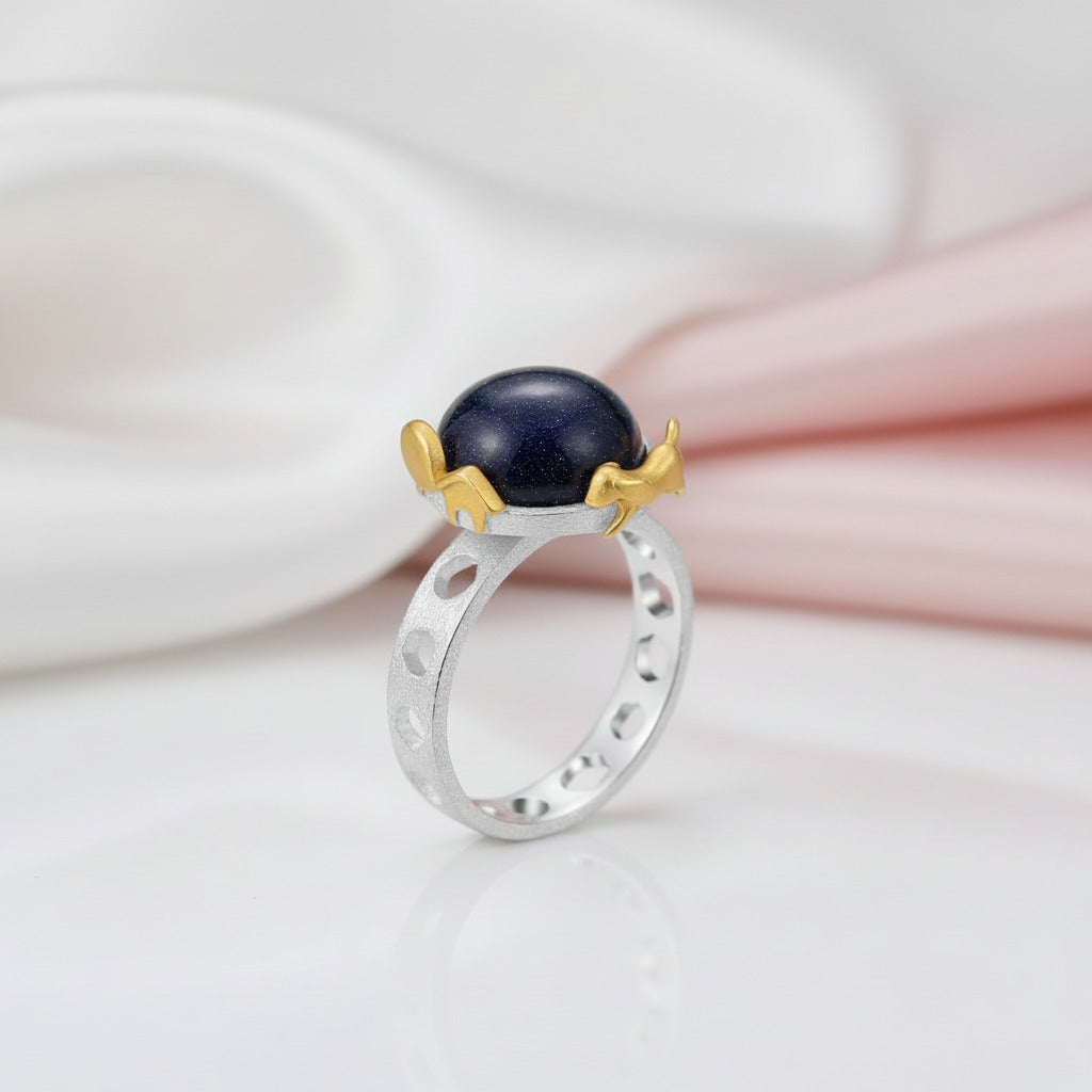 Dog Escape From the Earth Rotatable Ring-Black Diamonds New York