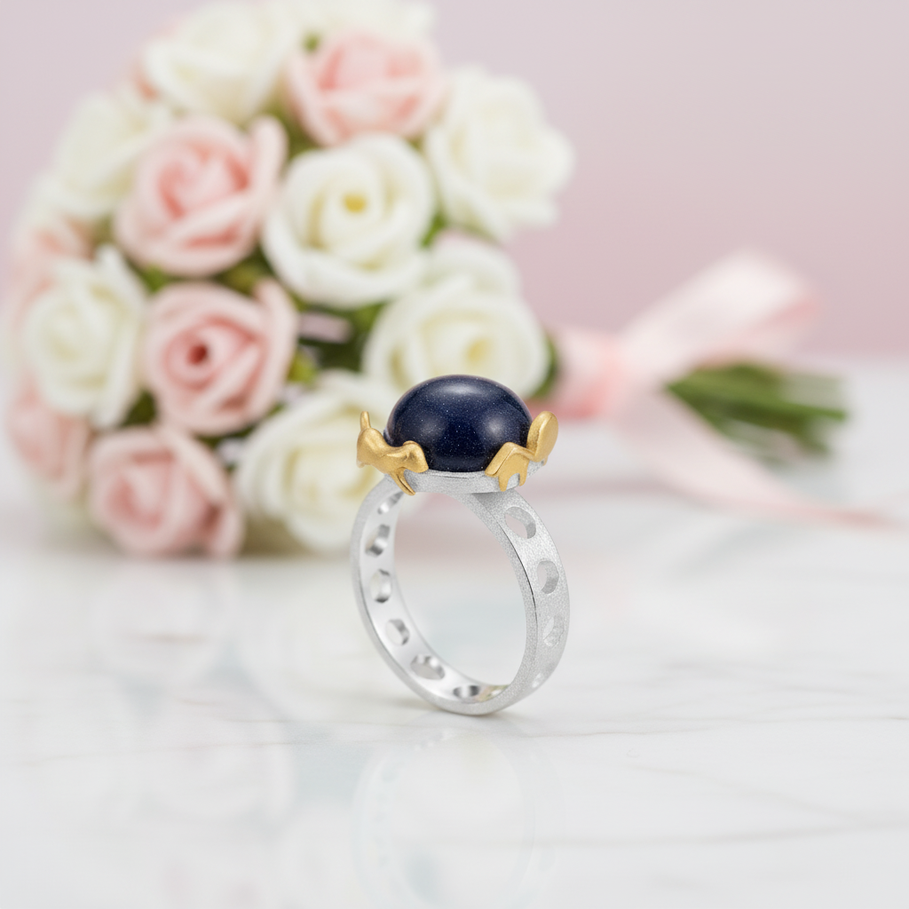 Dog Escape From the Earth Rotatable Ring-Black Diamonds New York