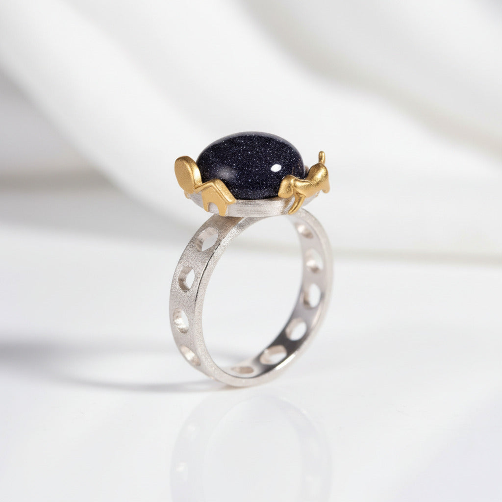 Dog Escape From the Earth Rotatable Ring-Black Diamonds New York