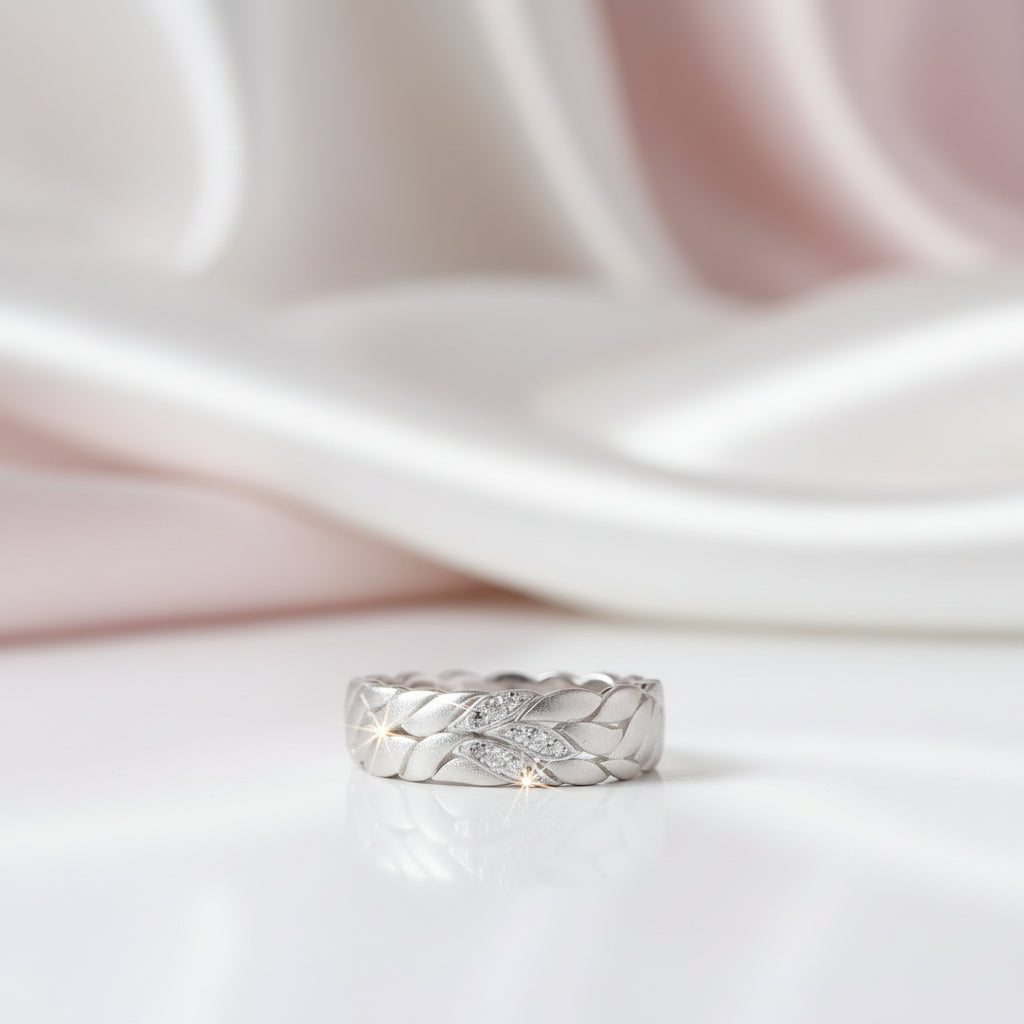 Aster Flower Petals Band-Black Diamonds New York
