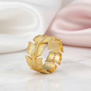 Elegant Soft Feather Ring-Black Diamonds New York