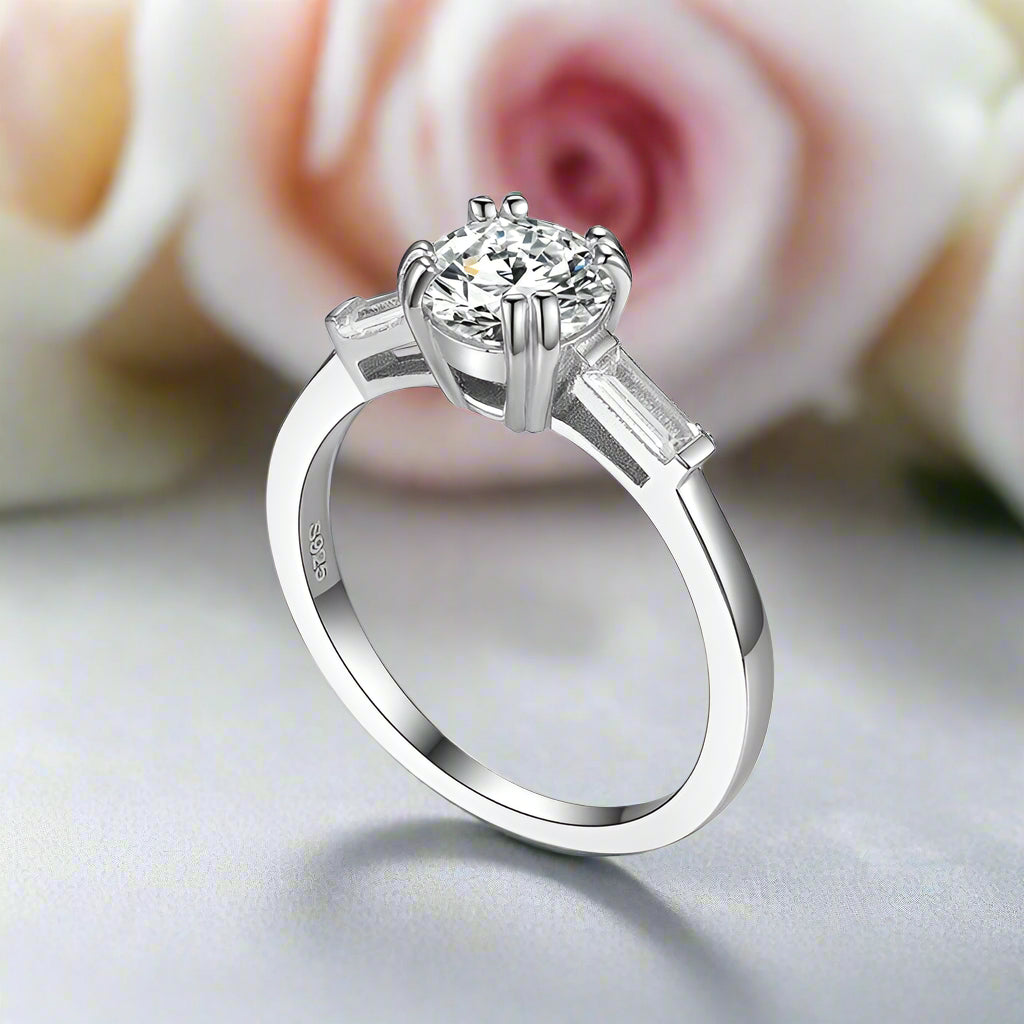 1.0 Ct Round Cut D Color Diamond Engagement Ring-Black Diamonds New York