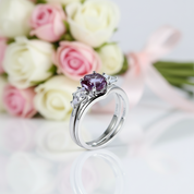 Lab Alexandrite Hexagon Wedding Ring Set-Black Diamonds New York