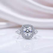 2.0 Ct Round Cut Diamond Option Double Halo Engagement Ring-Black Diamonds New York