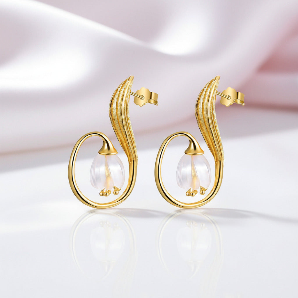 Lily of the Valley Flower Drop Earrings-Black Diamonds New York
