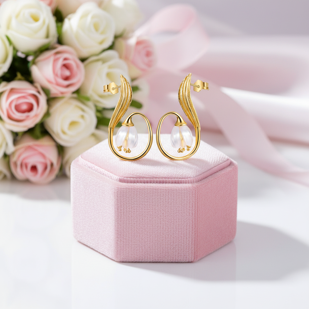 Lily of the Valley Flower Drop Earrings-Black Diamonds New York