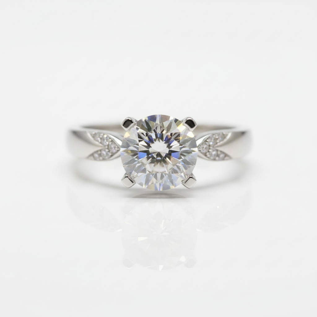 1.0 Ct Round Cut Diamond Option Cow Head Swallowtail Engagement Ring-Black Diamonds New York